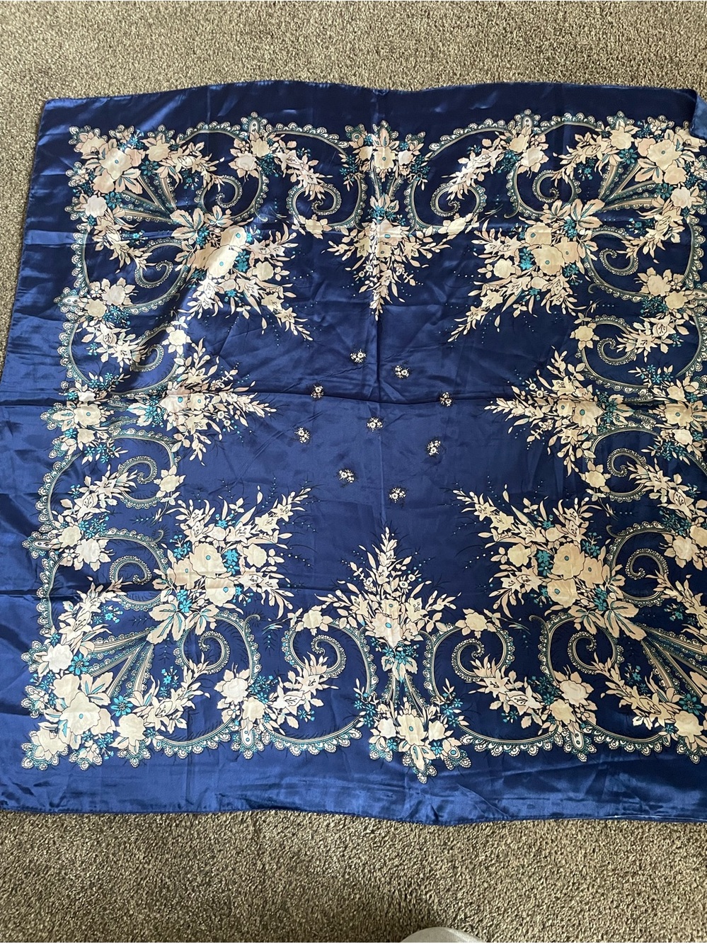 Navy Blue Floral scarf